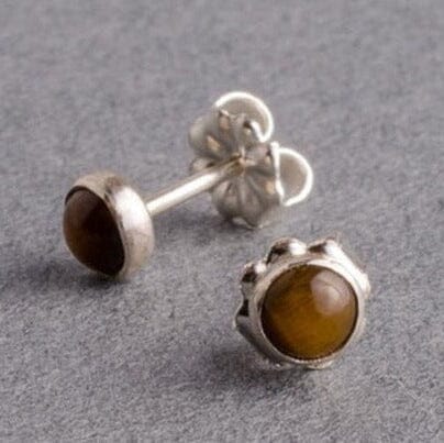 Tiger's Eye Gemdrop 4mm Stud Earrings - 18K gold vermeil | Petite Collection earrings Amanda K Lockrow