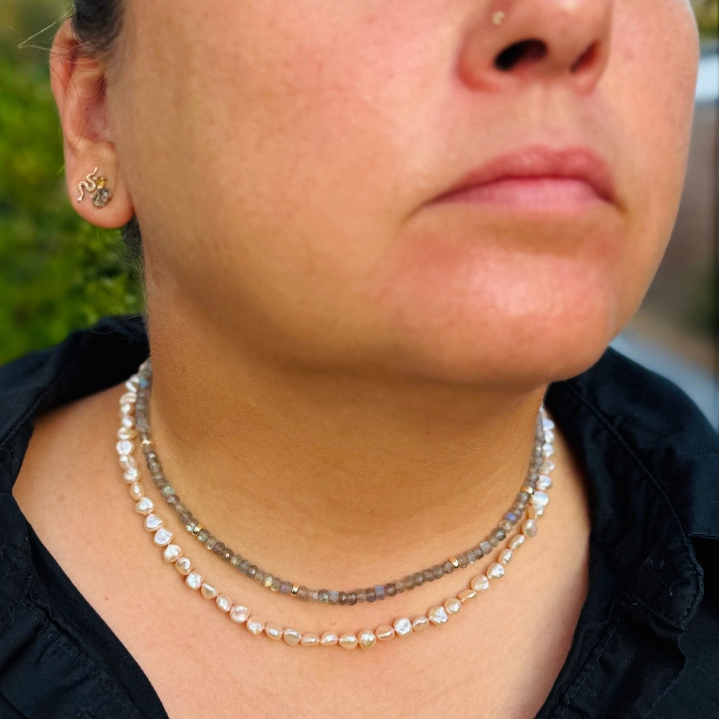 Strung Together Pearl Beaded Necklace - 14k gold filled | Little Rock Collection necklace Amanda K Lockrow
