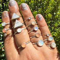 Rainbow Moonstone Gemdrop 6mm Stacking Ring - sterling silver | Stone Love Collection ring Amanda K Lockrow