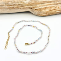 Strung Together Morganite and Aquamarine Beaded Necklace - 14k gold filled | Little Rock Collection