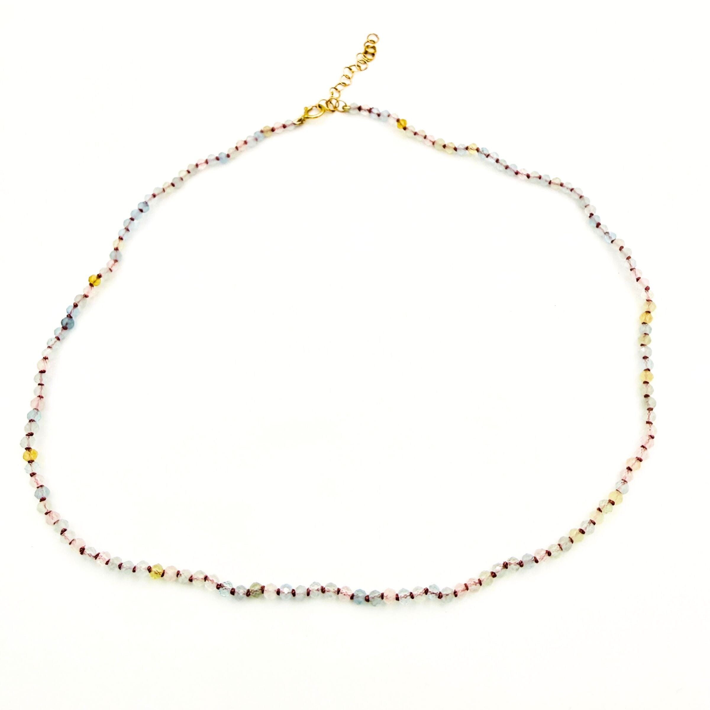 Strung Together Morganite and Aquamarine Beaded Necklace - 14k gold filled | Little Rock Collection necklace Amanda K Lockrow