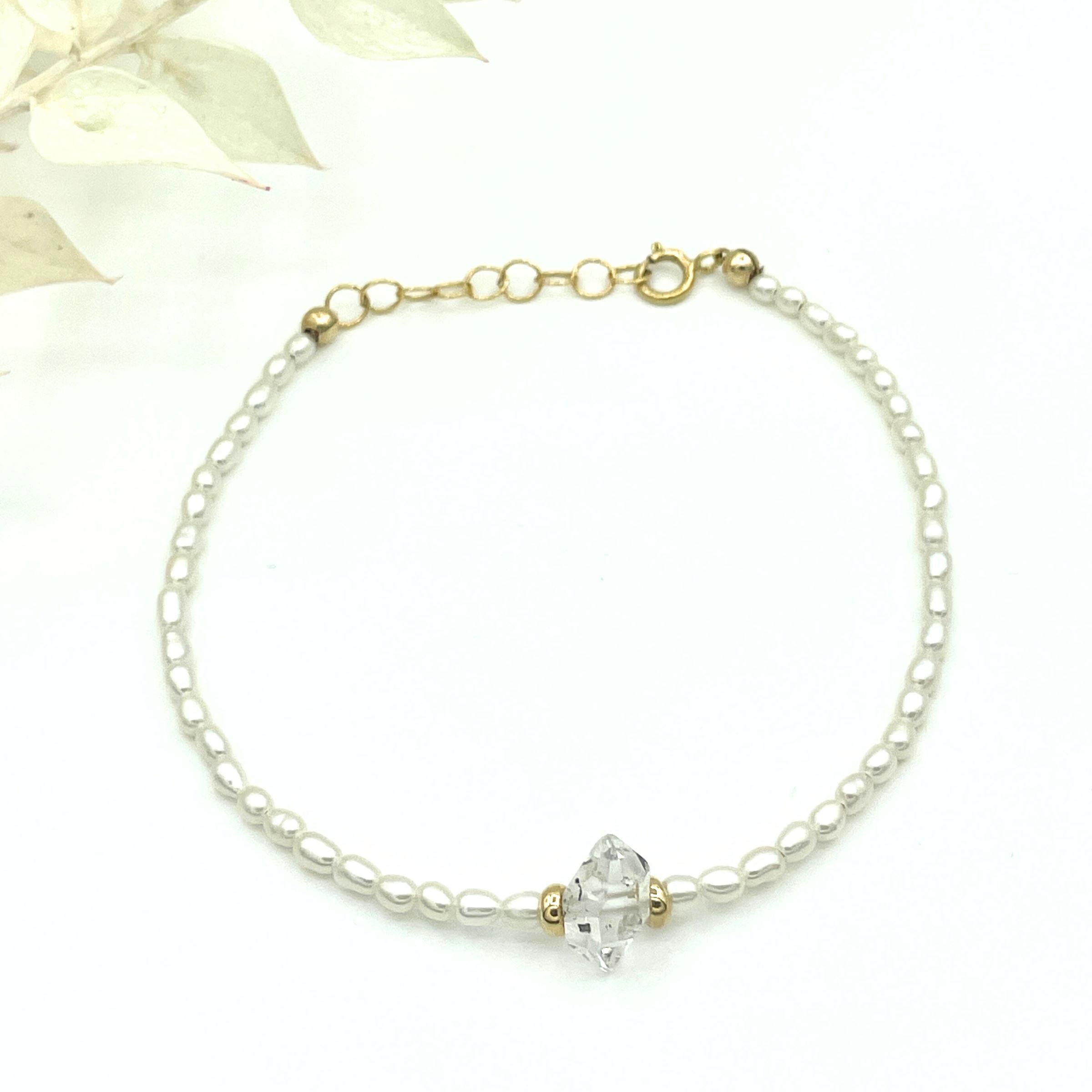 Strung Together Herkimer Diamond Beaded Bracelet - 14k gold filled | Little Rock Collection bracelet Amanda K Lockrow