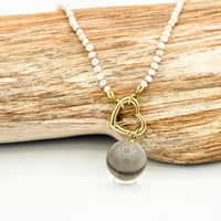 Strung Together Pearl Beaded Necklace with Heart Charm Holder - 14k gold filled | Little Rock Collection