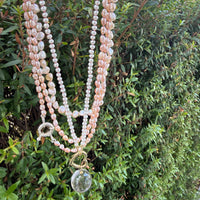 Strung Together Pearl Beaded Necklace with Heart Charm Holder - 14k gold filled | Little Rock Collection