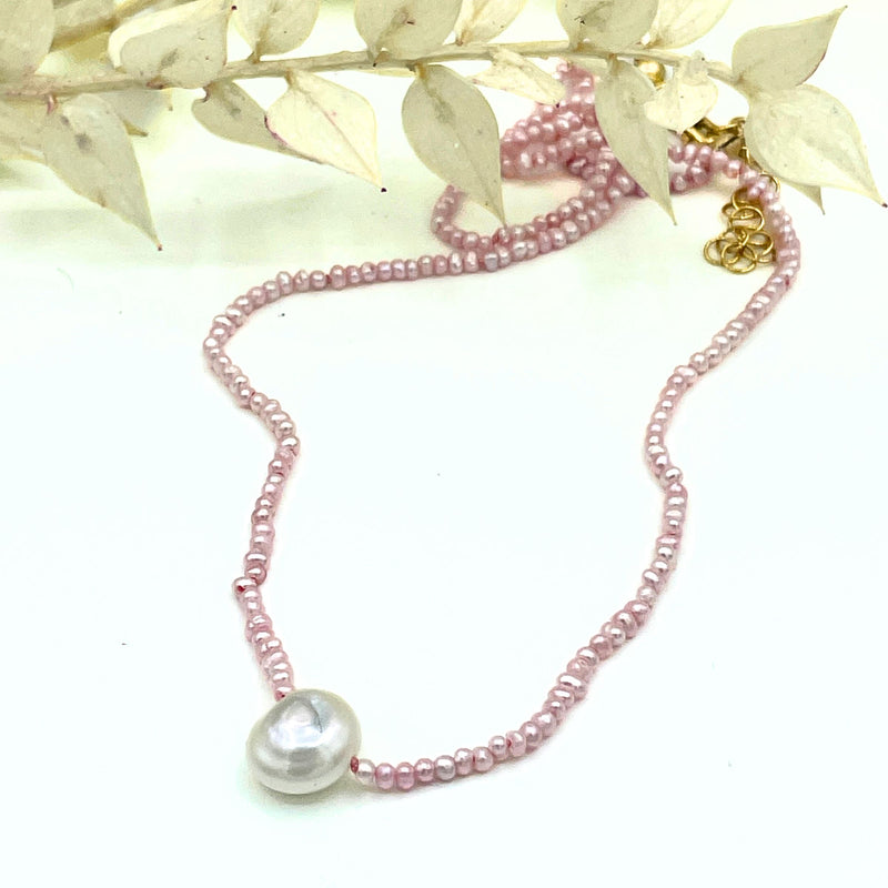 Strung Together Pink Pearl Beaded Necklace - 14k gold filled | Little Rock Collection necklace Amanda K Lockrow