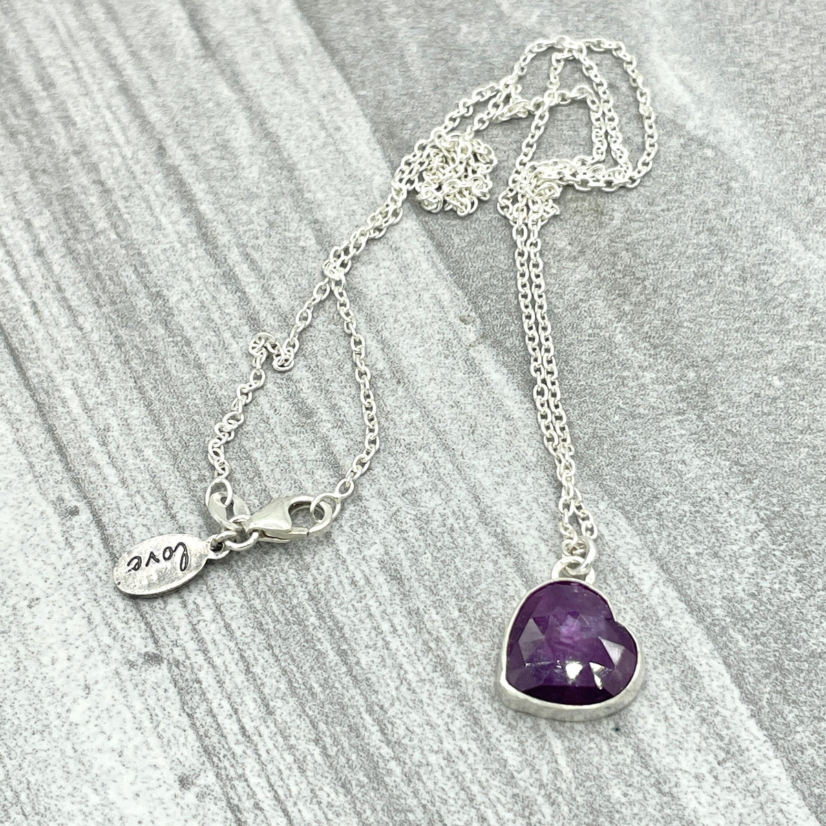 Pink Sapphire Rosecut Heart Necklace - sterling silver | Stone Love Collection necklace Amanda K Lockrow