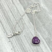 Pink Sapphire Rosecut Heart Necklace - sterling silver | Stone Love Collection necklace Amanda K Lockrow