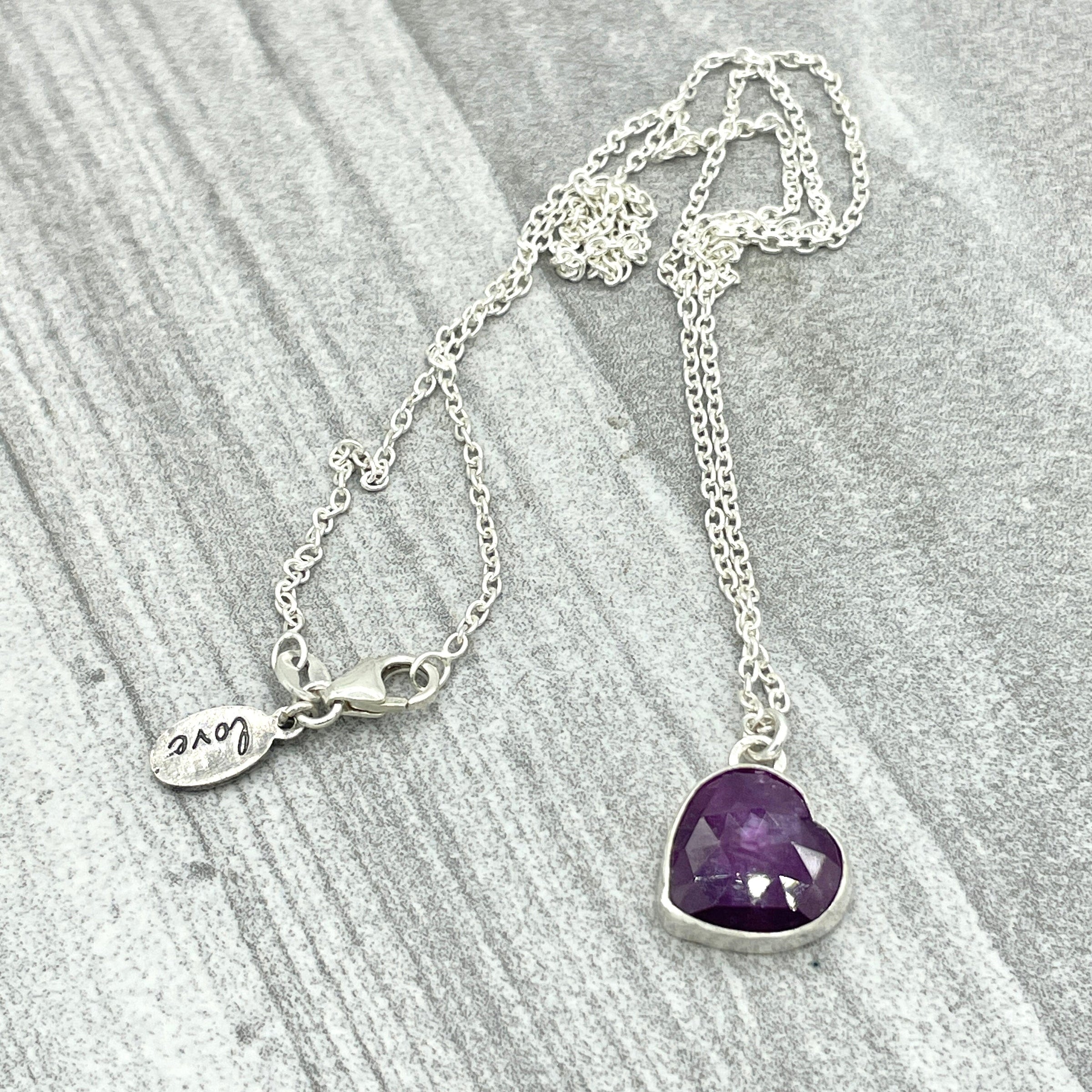 Pink Sapphire Rosecut Heart Necklace - sterling silver | Stone Love Collection necklace Amanda K Lockrow