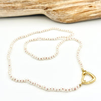 Strung Together Pearl Beaded Necklace with Heart Charm Holder - 14k gold filled | Little Rock Collection
