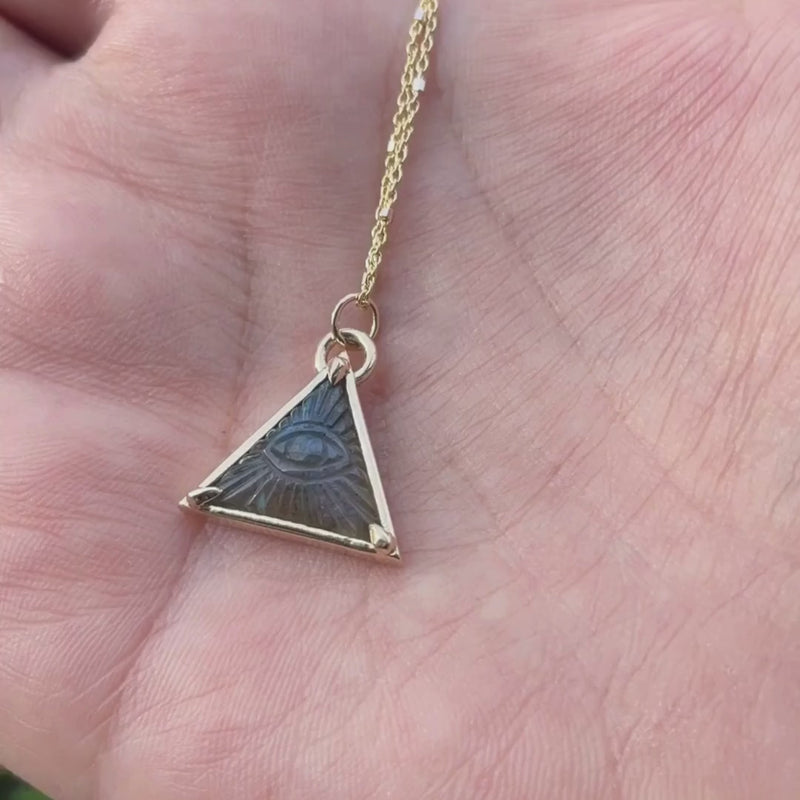 Third Eye Labradorite Triangle Necklace - 14k gold | Talisman Collection