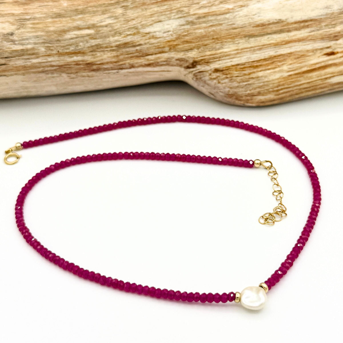 Strung Together Ruby and Pearl Necklace - 14k gold filled | Little Rock Collection necklace Amanda K Lockrow