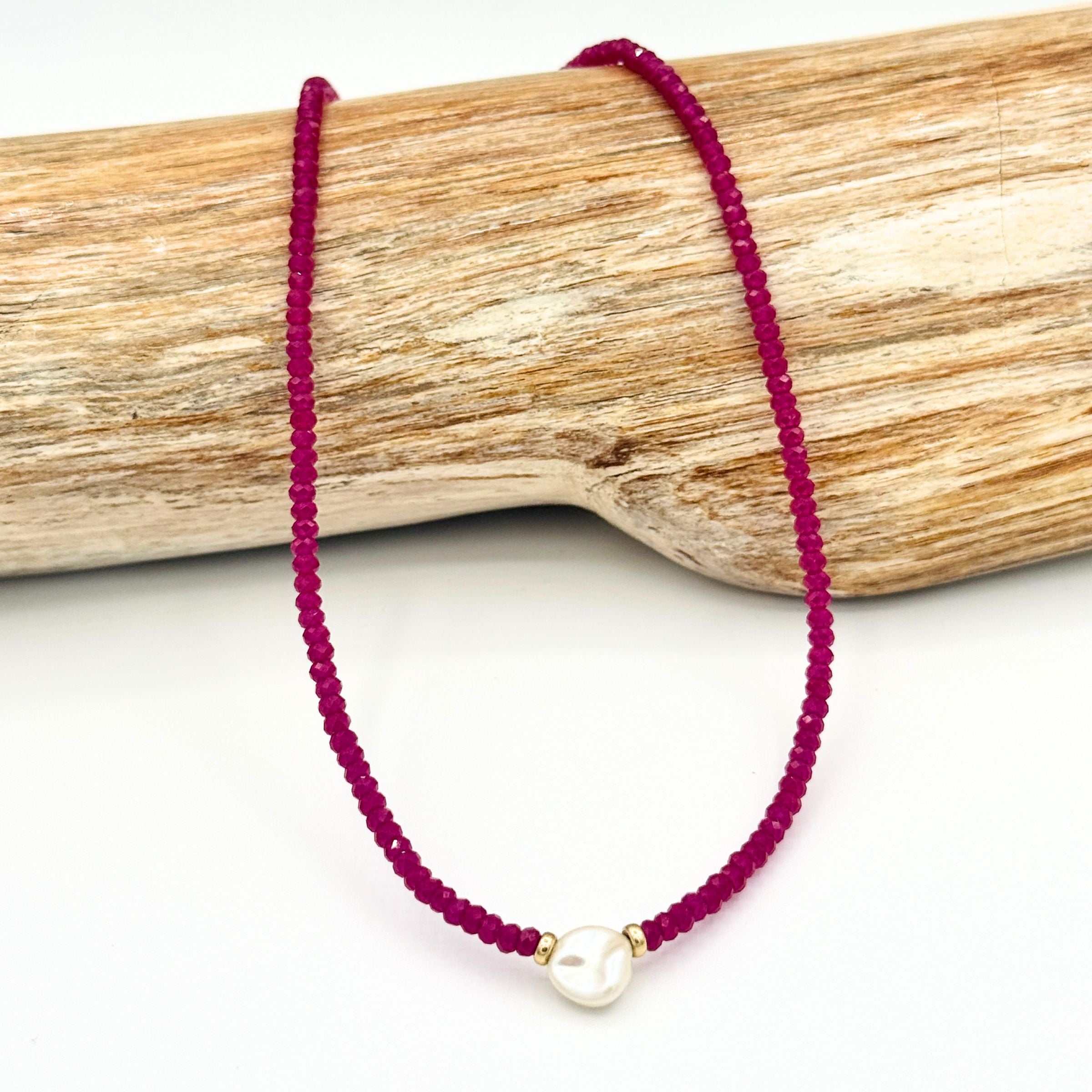 Strung Together Ruby and Pearl Necklace - 14k gold filled | Little Rock Collection