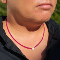 Strung Together Ruby and Pearl Necklace - 14k gold filled | Little Rock Collection