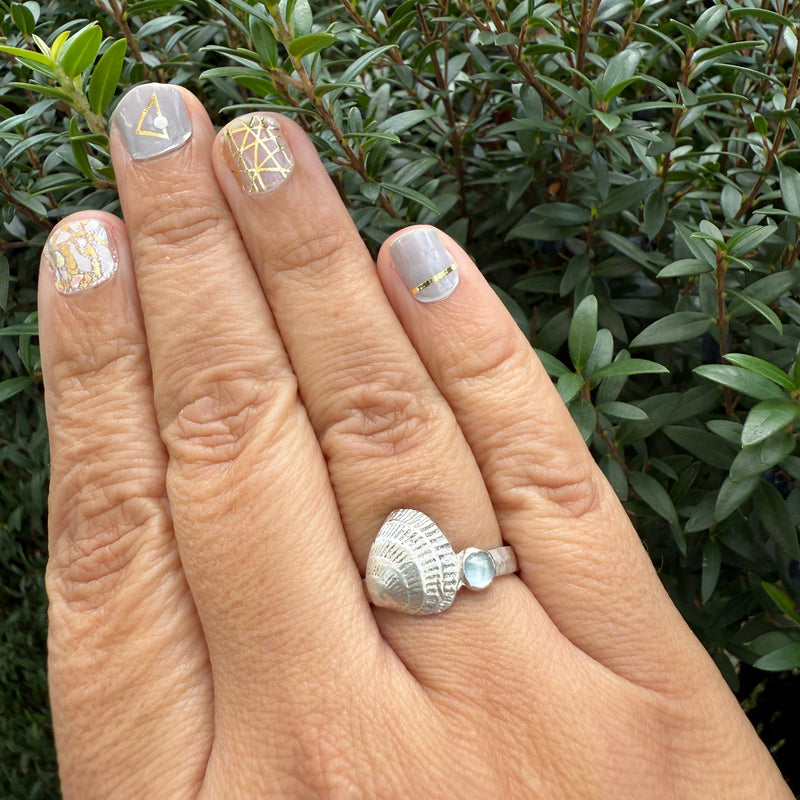 Seashore Aquamarine Bezel Ring - sterling silver | Darya Collection ring Amanda K Lockrow