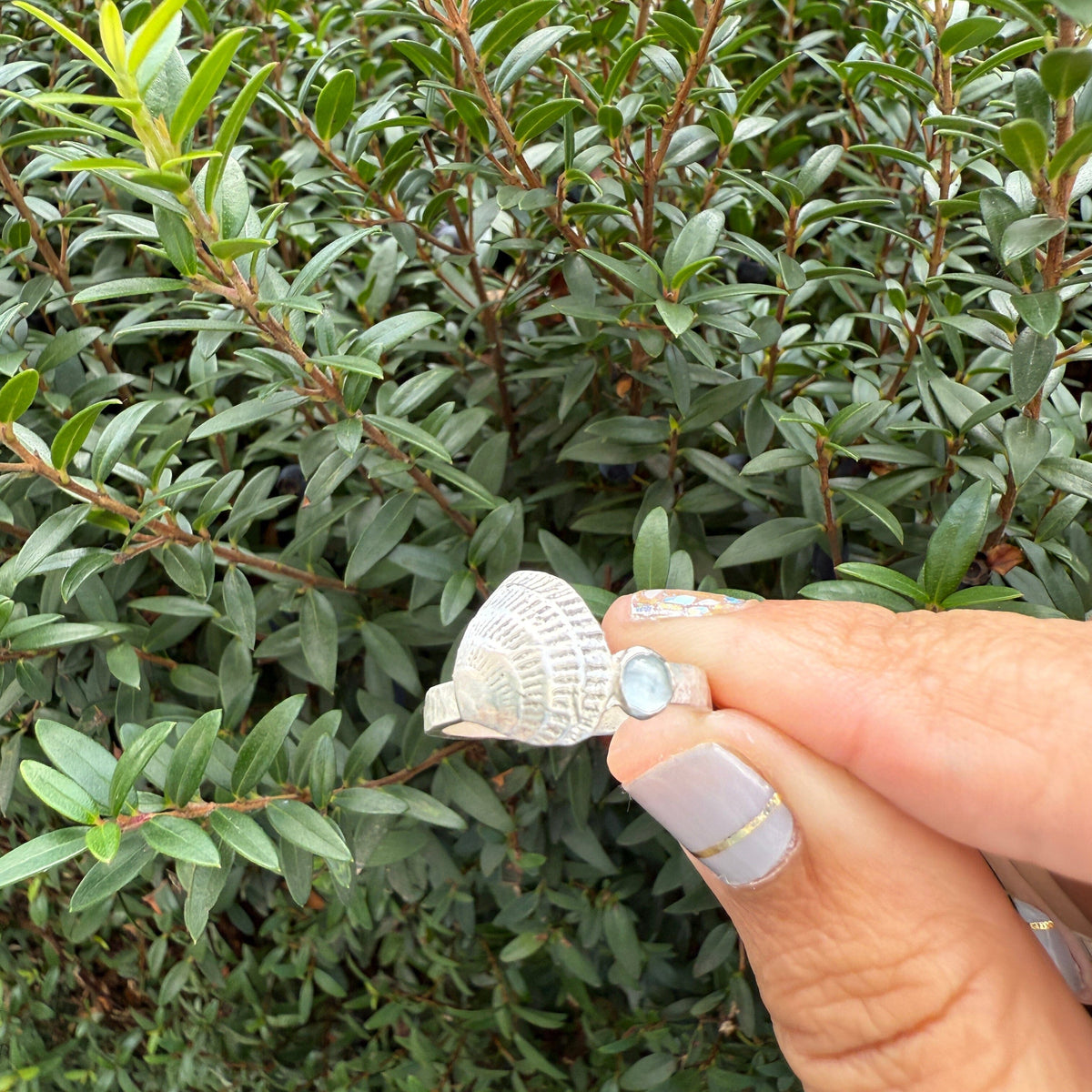 Seashore Aquamarine Bezel Ring - sterling silver | Darya Collection ring Amanda K Lockrow
