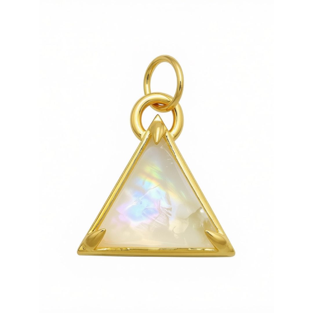 Rainbow Moonstone Triangle Necklace - 14K gold | I Am Divine Collection necklace Amanda K Lockrow