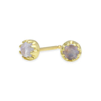 Rainbow Moonstone Diana Stud Earrings - 14k yellow gold | Fine Collection earrings Amanda K Lockrow