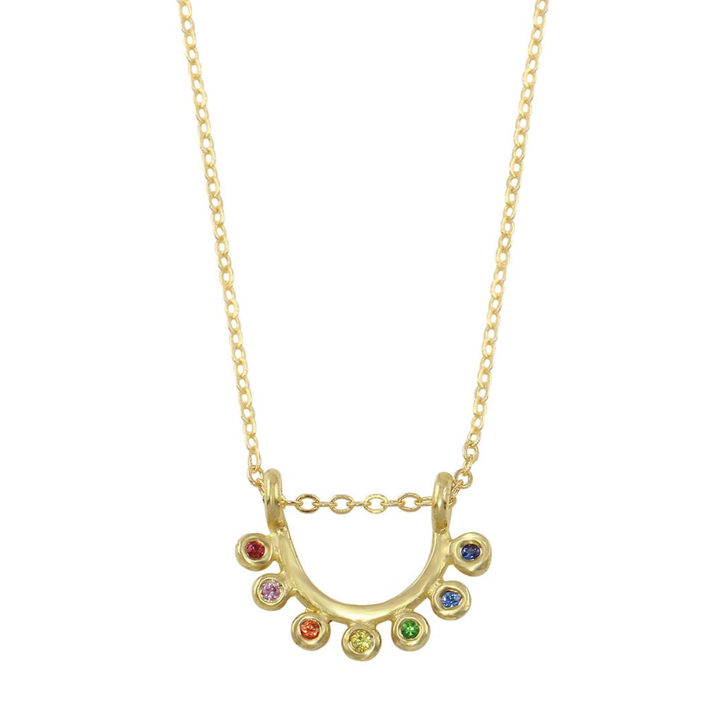 Dainty Rainbow Sapphire Sunrise Necklace - 14k gold | Sunrise Collection