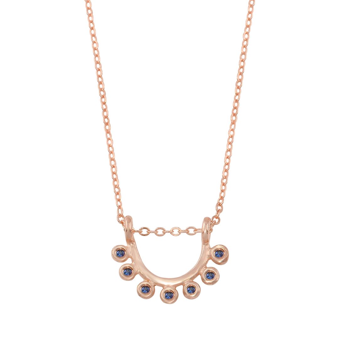 Dainty Sunrise Necklace - 14k rose gold and blue sapphire | Sunrise Collection necklace Amanda K Lockrow
