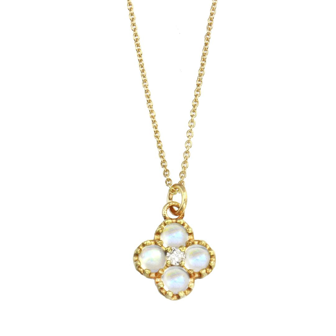 Rainbow Moonstone Quartet Necklace - 14k yellow gold | Fine Collection necklace Amanda K Lockrow