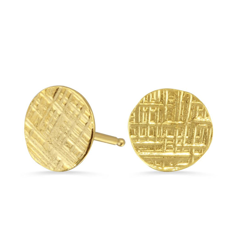 Hammered Circle Stud Earrings - 14k gold | Fine Collection earrings Amanda K Lockrow