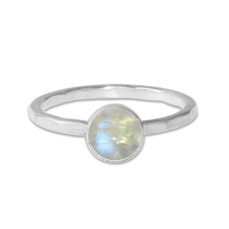 Rainbow Moonstone Gemdrop 6mm Stacking Ring - sterling silver | Petite Collection ring Amanda K Lockrow