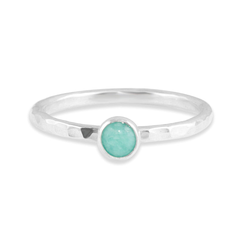 Amazonite Gemdrop 4mm Stacking Ring - sterling silver | Petite Collection ring Amanda K Lockrow
