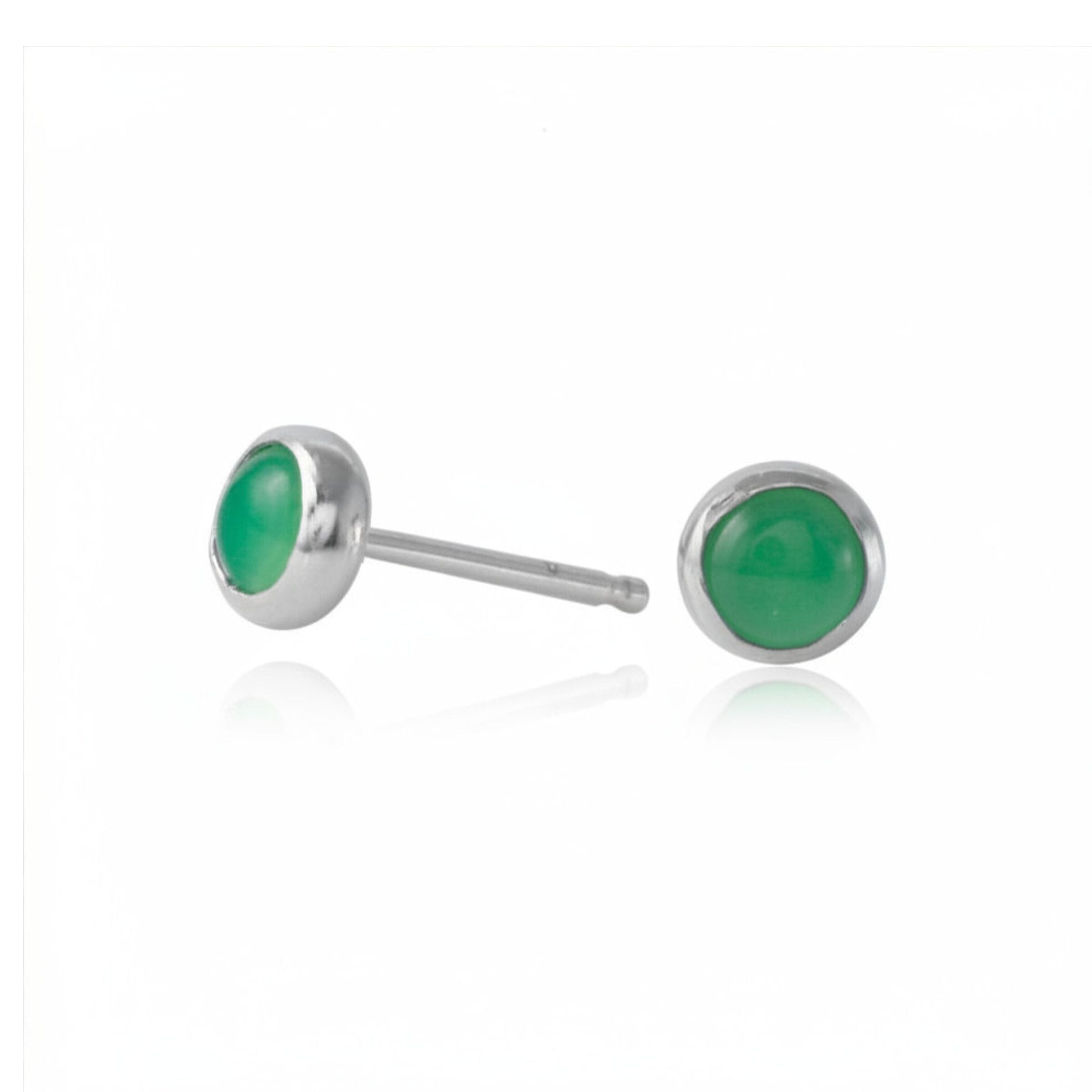 Chrysoprase Gemdrop 4mm Stud Earrings - sterling silver | Petite Collection earrings Amanda K Lockrow