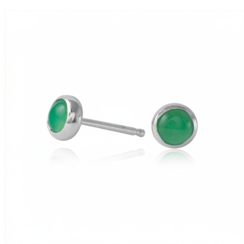 Chrysoprase Gemdrop 4mm Stud Earrings - sterling silver | Petite Collection earrings Amanda K Lockrow