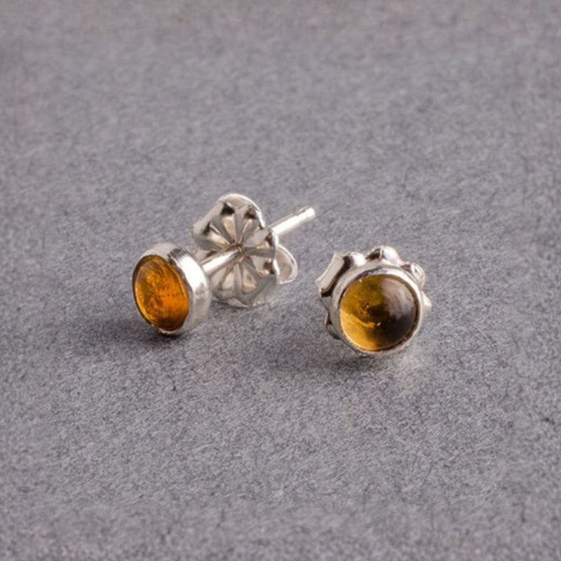 Citrine Gemdrop 4mm Stud Earrings - sterling silver | Petite Collection earrings Amanda K Lockrow