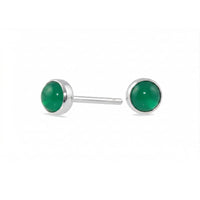 Green Onyx Gemdrop 4mm Stud Earrings - sterling silver | Petite Collection earrings Amanda K Lockrow