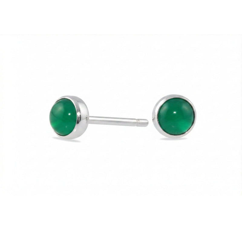 Green Onyx Gemdrop 4mm Stud Earrings - sterling silver | Petite Collection earrings Amanda K Lockrow