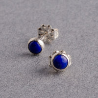 Lapis Lazuli Gemdrop 4mm Stud Earrings - sterling silver | Petite Collection earrings Amanda K Lockrow