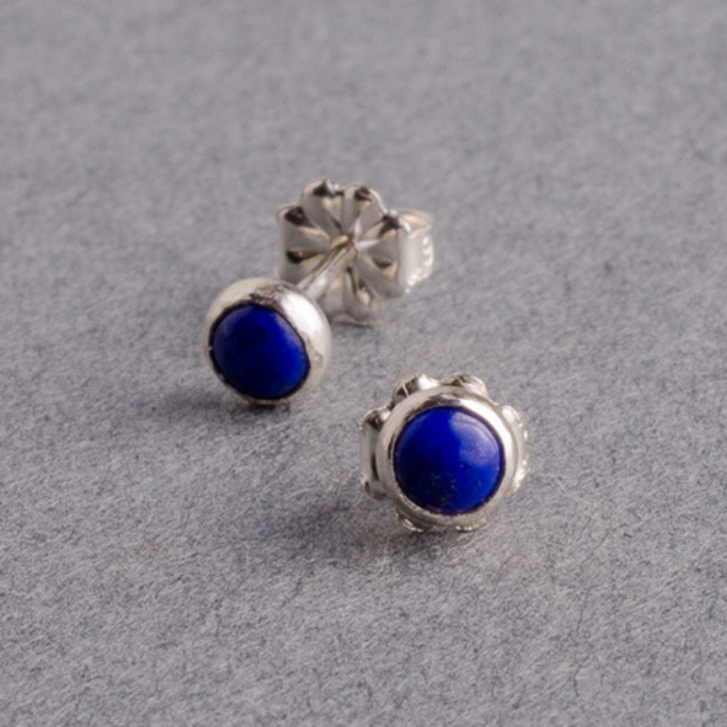 Lapis Lazuli Gemdrop 4mm Stud Earrings - sterling silver | Petite Collection earrings Amanda K Lockrow