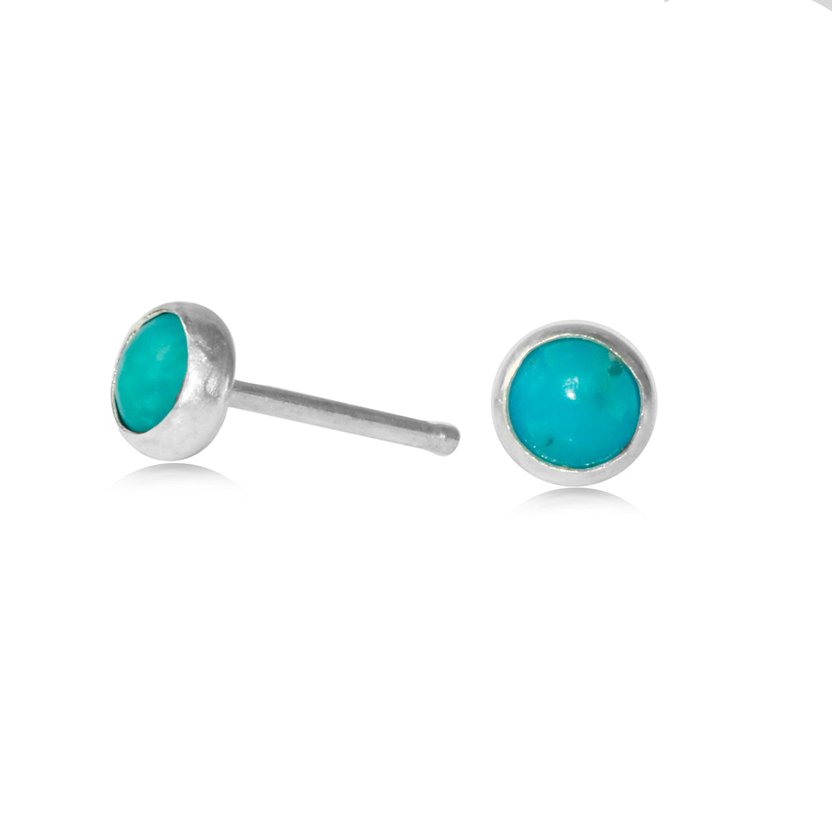 Turquoise Dot Stud Earrings - sterling silver | Petite collection earrings Amanda K Lockrow