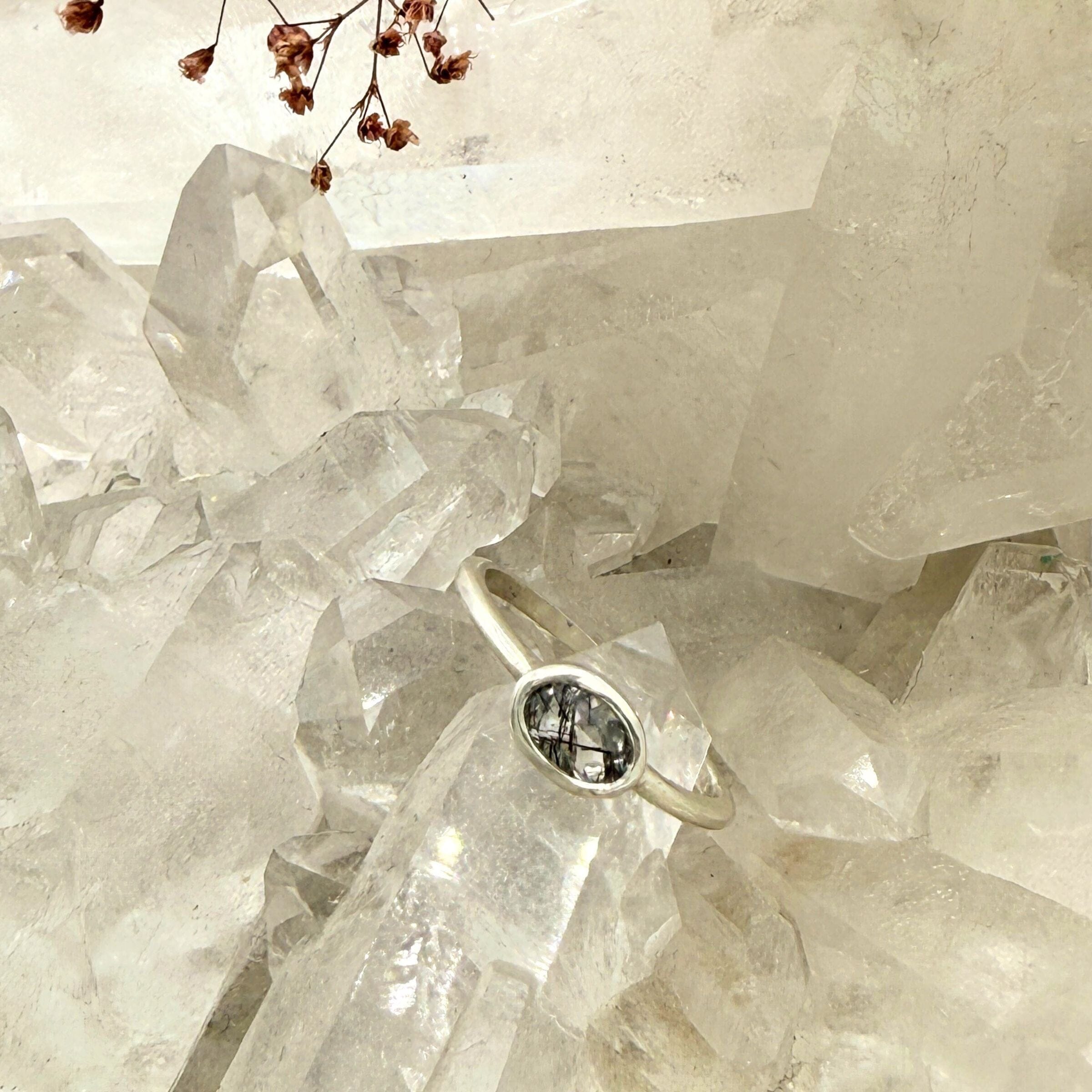 Tourmalinated Quartz Sophia Ring - Sterling Silver | Aislinn Collection ring Amanda K Lockrow