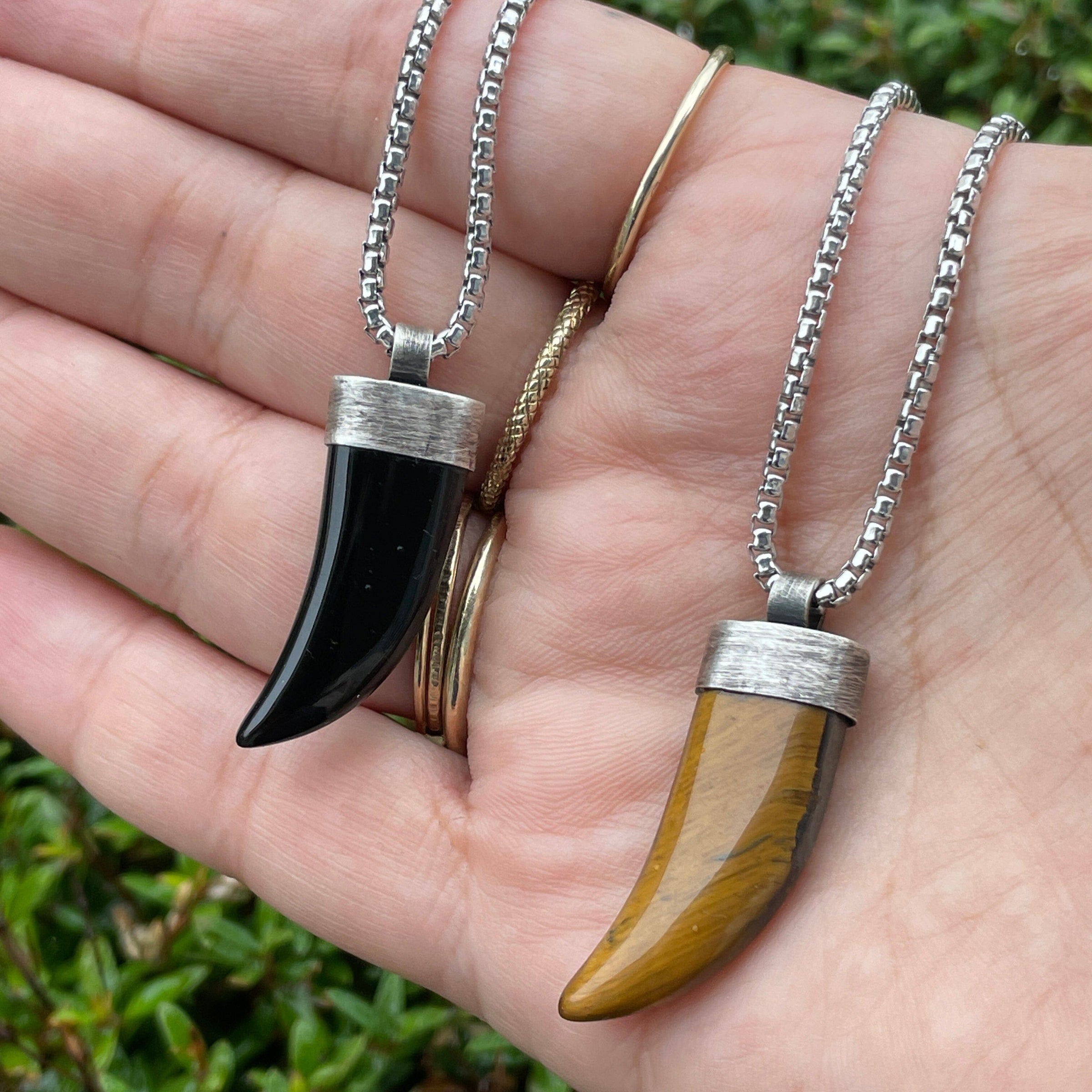 Black onyx talon necklace | sterling silver necklace Amanda K Lockrow