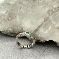 Emerald Ginkgo Leaves Band - sterling silver | Talisman Collection ring Amanda K Lockrow