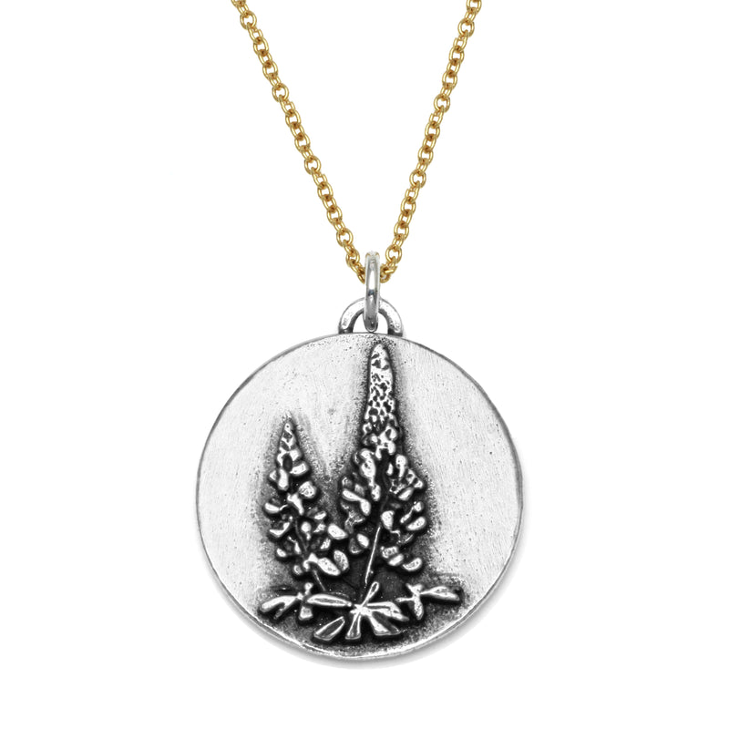 Lupine Flower Amethyst and Sapphire Necklace - sterling silver and 14k gold filled | Talisman Collection necklace Amanda K Lockrow