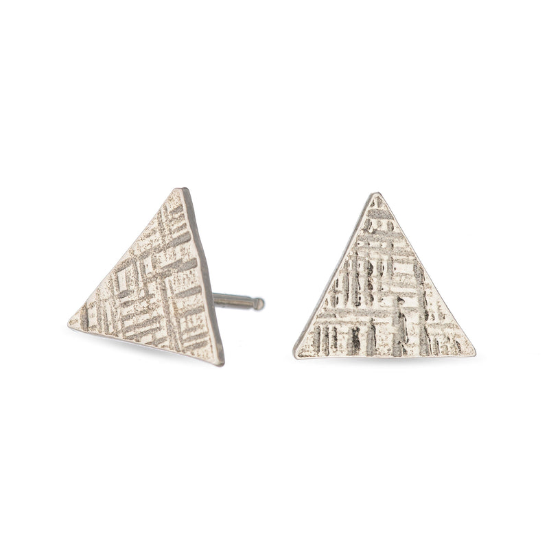 Sterling silver hammered triangle studs - sterling silver | Petite Collection earrings Amanda K Lockrow