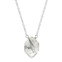 Tourmalinated Quartz Long Hexagon Necklace - sterling silver or gold filled | Little Rock Collection necklace Amanda K Lockrow