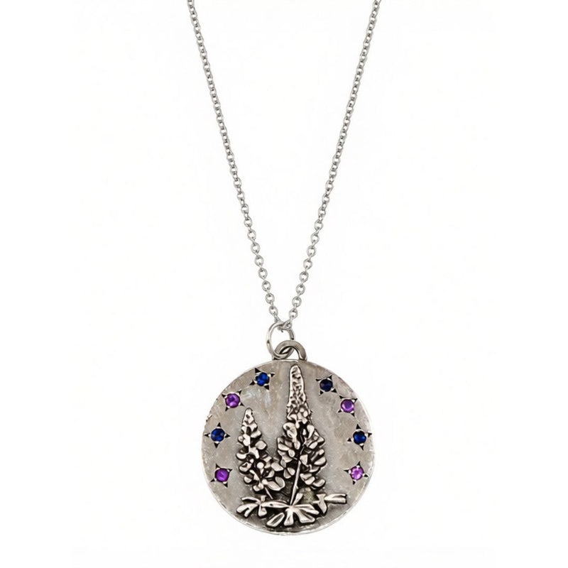 Lupine Flower Amethyst and Sapphire Necklace - sterling silver and 14k gold filled | Talisman Collection necklace Amanda K Lockrow