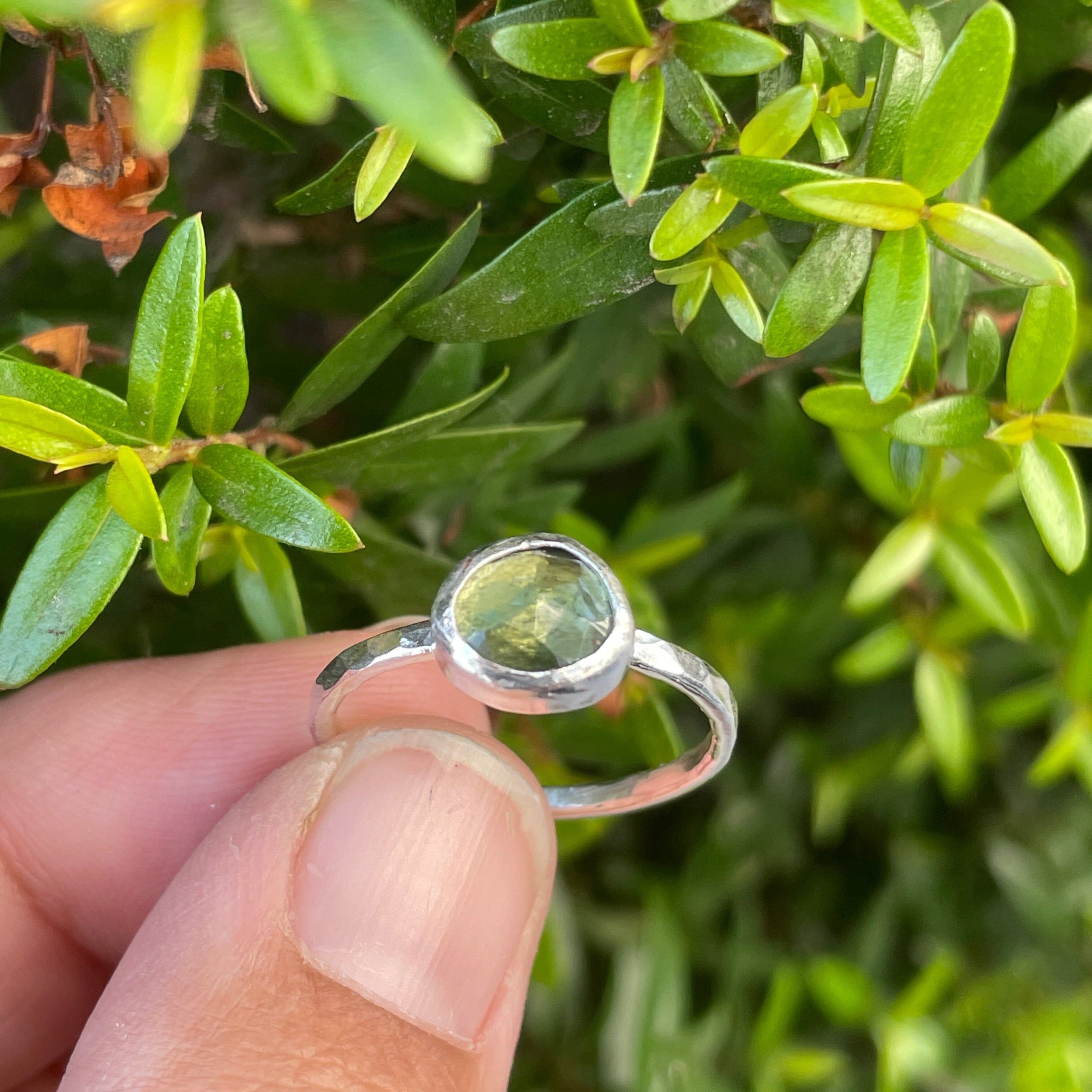 Moldavite Rose Cut Ring - sterling silver | Stone Love ring Amanda K Lockrow