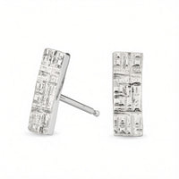 Crosshatched Rectangle Studs - sterling silver | Sticks & Stones Collection earrings Amanda K Lockrow