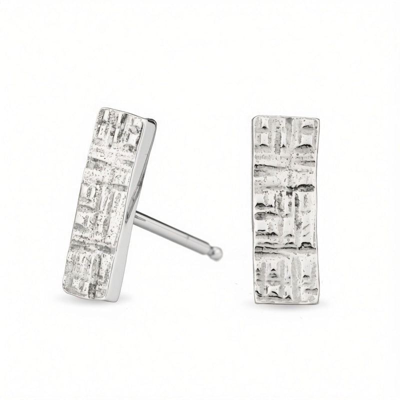 Crosshatched Rectangle Studs - sterling silver | Sticks & Stones Collection earrings Amanda K Lockrow