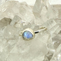 Rainbow Moonstone Rosecut Sterling Silver Ring - size 6 ring Amanda K Lockrow