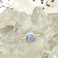 Rainbow Moonstone Rosecut Sterling Silver Ring - size 6 ring Amanda K Lockrow