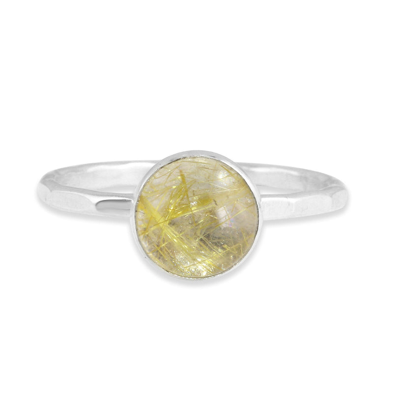 Rutilated Quartz Gemdrop 8mm Stacking Ring - sterling silver | Petite Collection ring Amanda K Lockrow