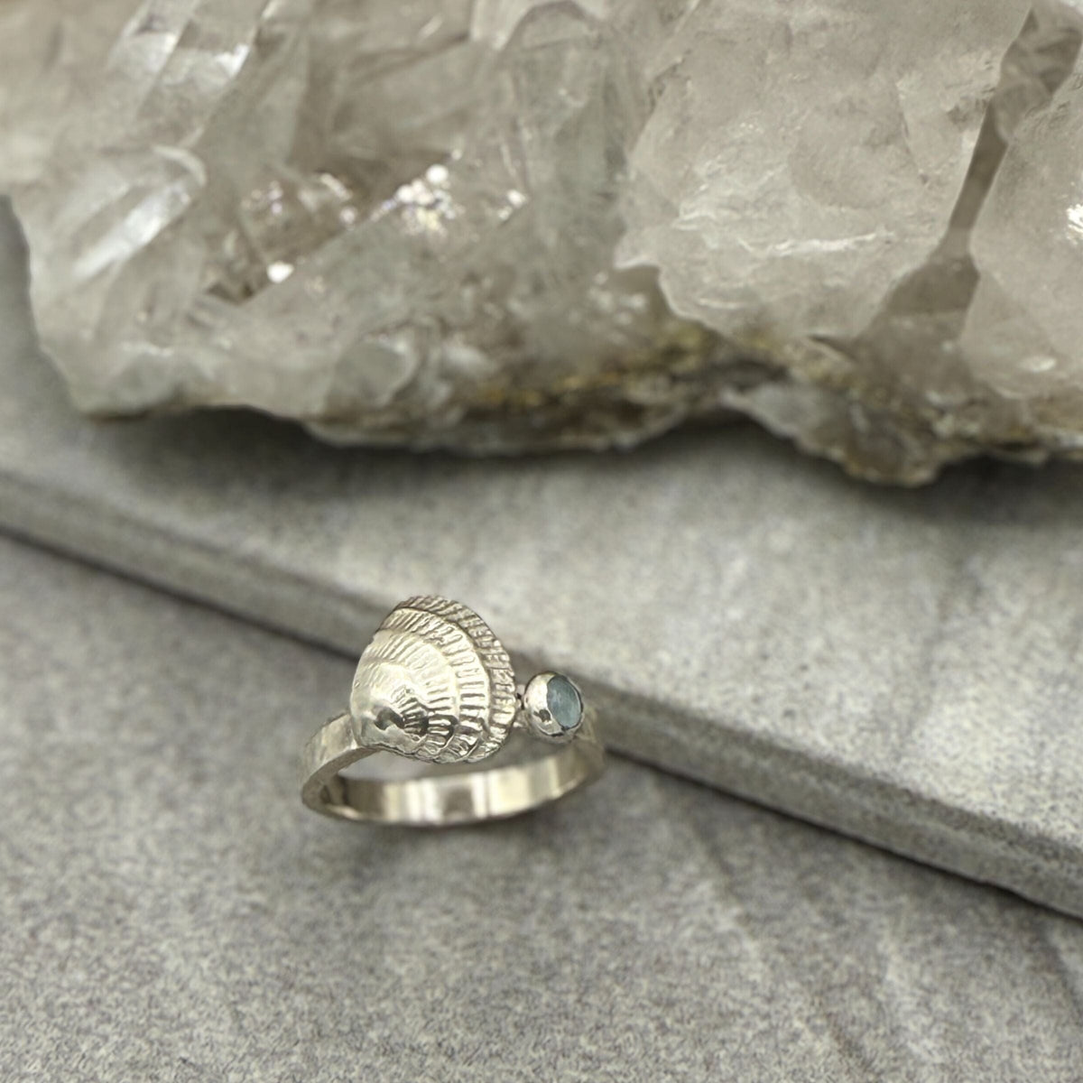 Seashore Aquamarine Bezel Ring - sterling silver | Darya Collection ring Amanda K Lockrow