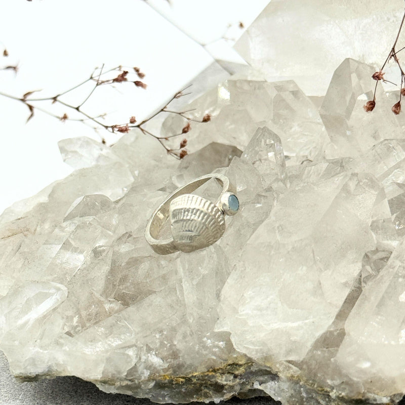 Seashore Aquamarine Bezel Ring - sterling silver | Darya Collection ring Amanda K Lockrow
